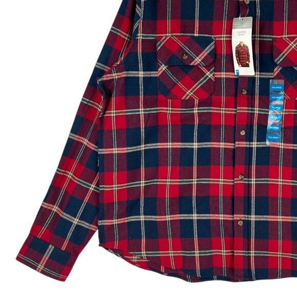 Berkley Jensen Men's Rio Red Blue Flannel Plaid Shirt Size XXL Long Sleeve NWT - Picture 5 of 12